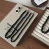 Copper Gold Black Agate Necklace Silver Plated Coin Buckle Chokers Imitation Pearl Necklace  Women