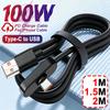 100W Ultra Fast Charging USB A To Type-C Cable for IPhone 17 16 15 Huawei Samsung Xiaomi Quick Charger Type-C Silicone Data Wire