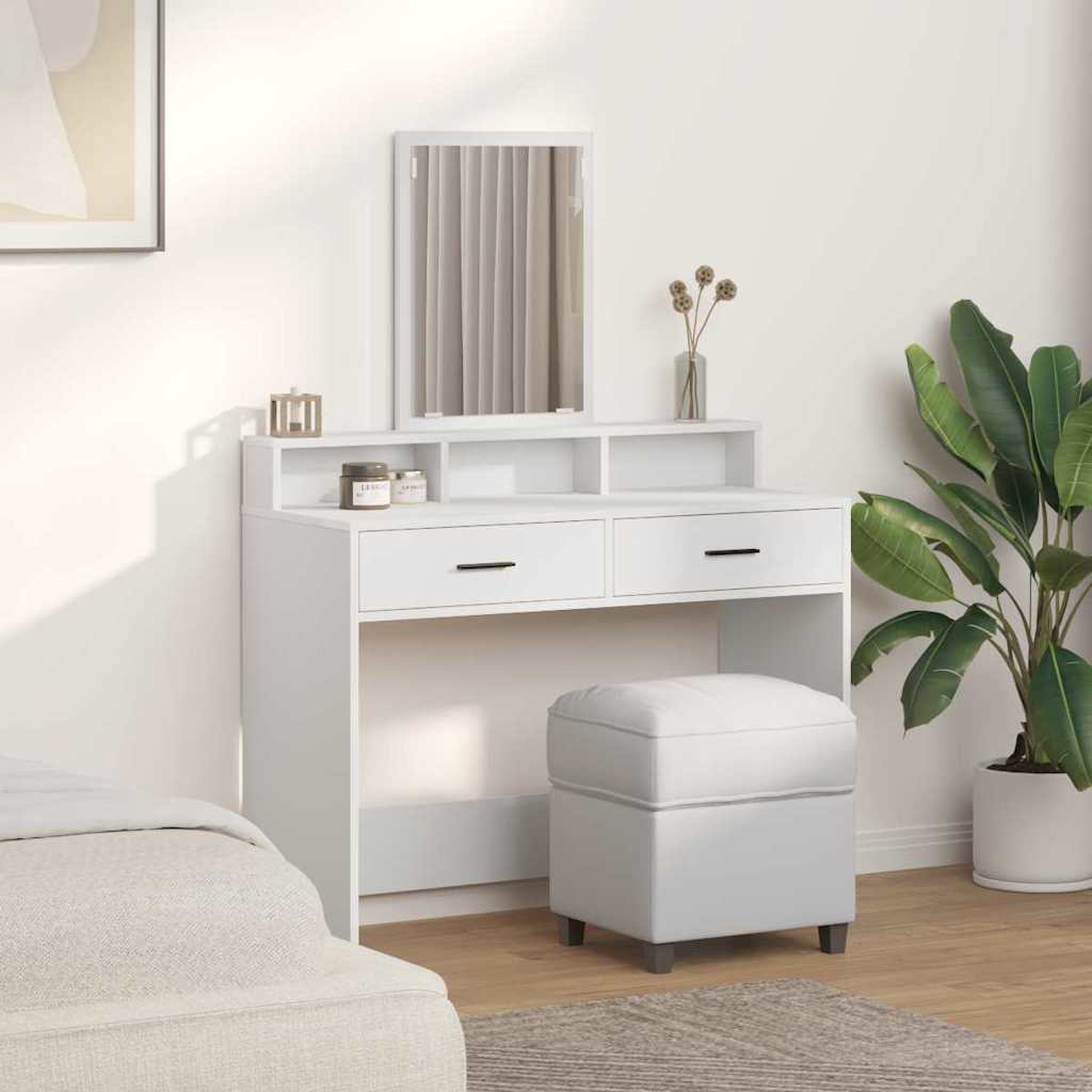 Makeup Table with Shelf White 100 x 41 x 140 cm Engineered Wood