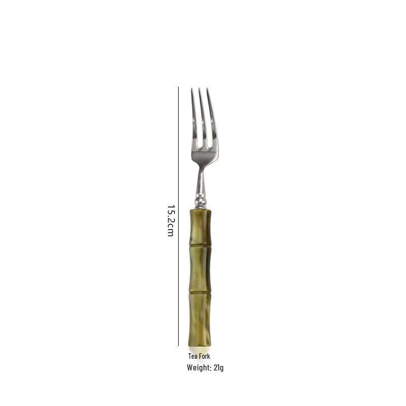 

304 Stainless Steel Gold Cutlery Set with Violet Acrylic Bamboo Joint Handles: Includes Knife, Fork, and Spoon for Hotel Light Luxury Use.