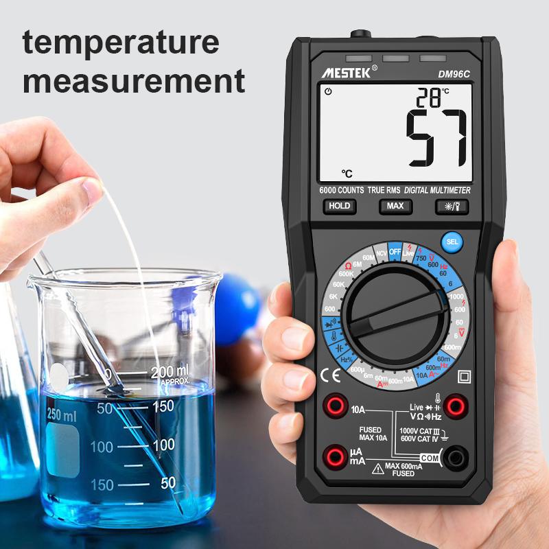 Digital Multimeter 6000 Counts with Auto Range AC/DC Voltage Current Temperature & Capacitance Measurement