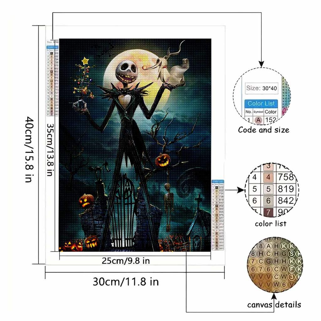 5D DIY Diamond Art Painting Kits for Adults, Halloween Skull Full Round Crystal Diamond Kits for Beginner for Home Wall Decorate
