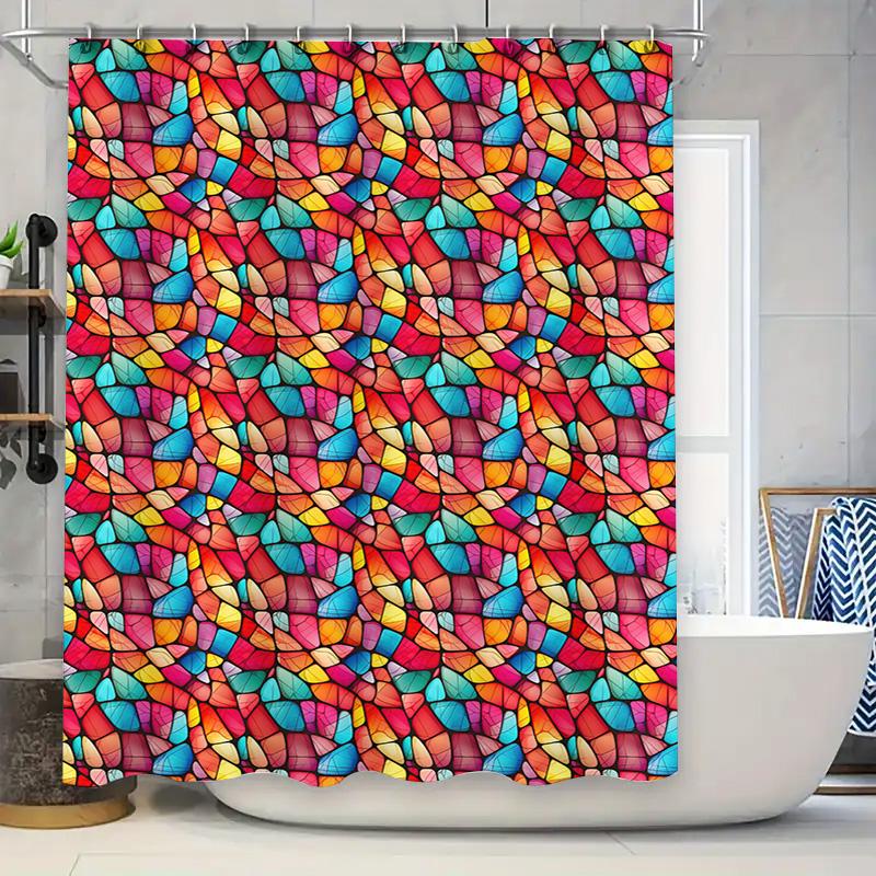 

Colorful Geometric Shower Curtain Decor Bathroom Accessories Modern Pattern Waterproof Fabric For Tub W60H190(CM)-1 Pcs
