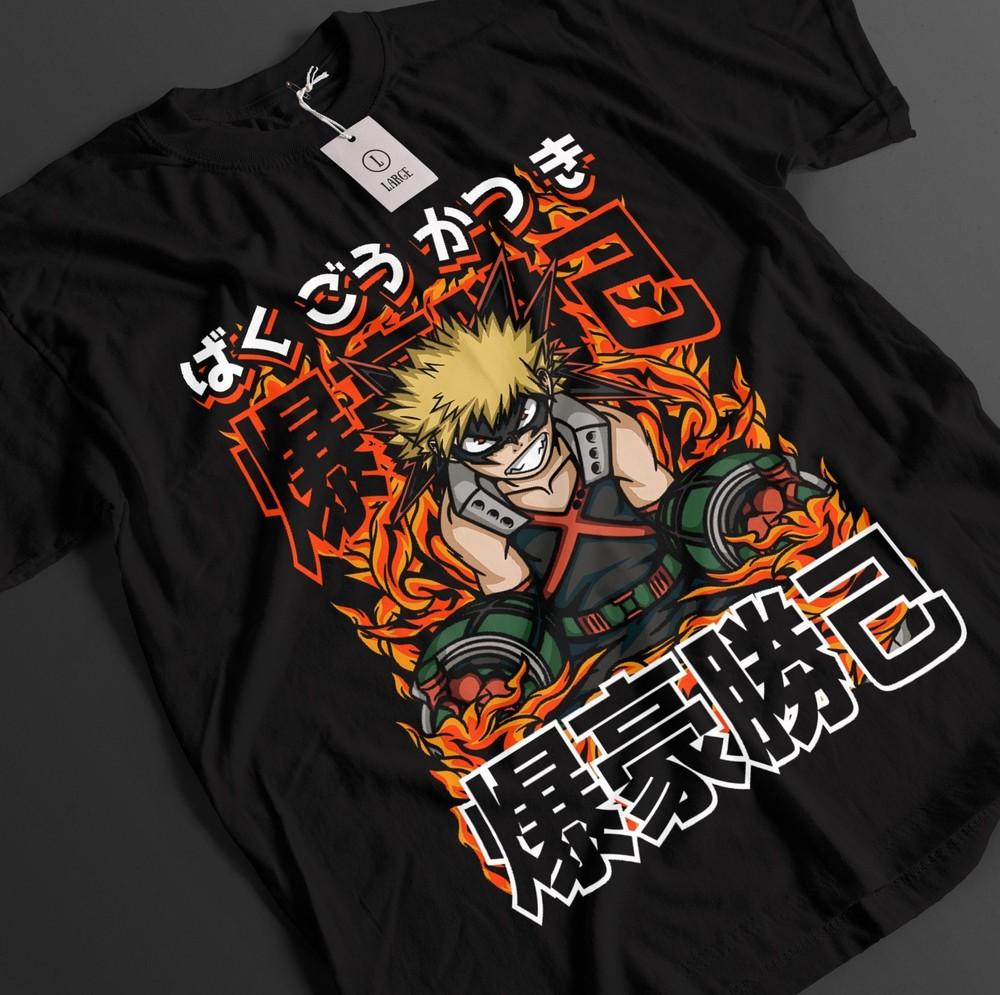 

My Hero Academia Shirt Bakugo Tshirt Deku Kacchan Top Todoroki MHA Unisex Tee L