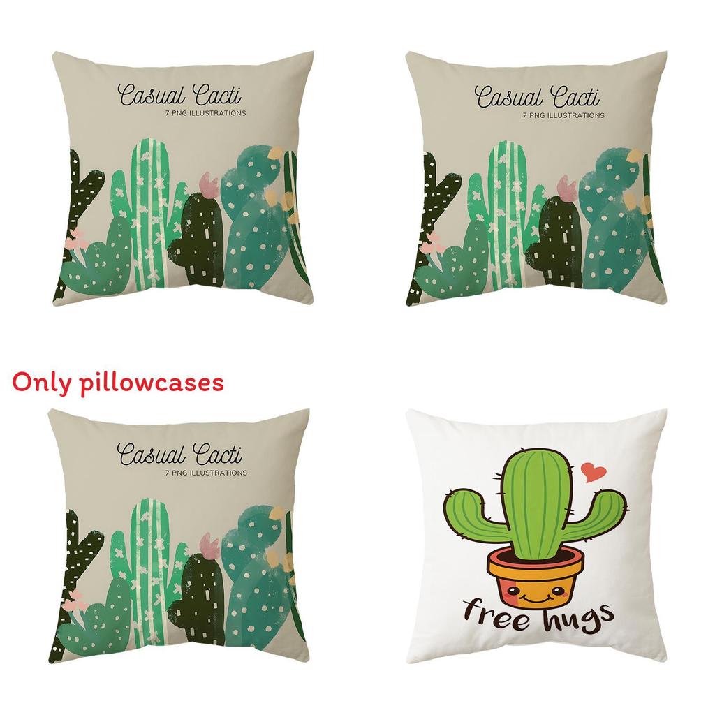 Cartoon Cactus Pattern Pillow Cover For Home Decor And Lounge Relaxation