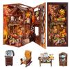 Twilight Cabin Bookends: DIY Wooden 3D Puzzle House Model, Handmade Building Blocks, Assembled Toy Gift.