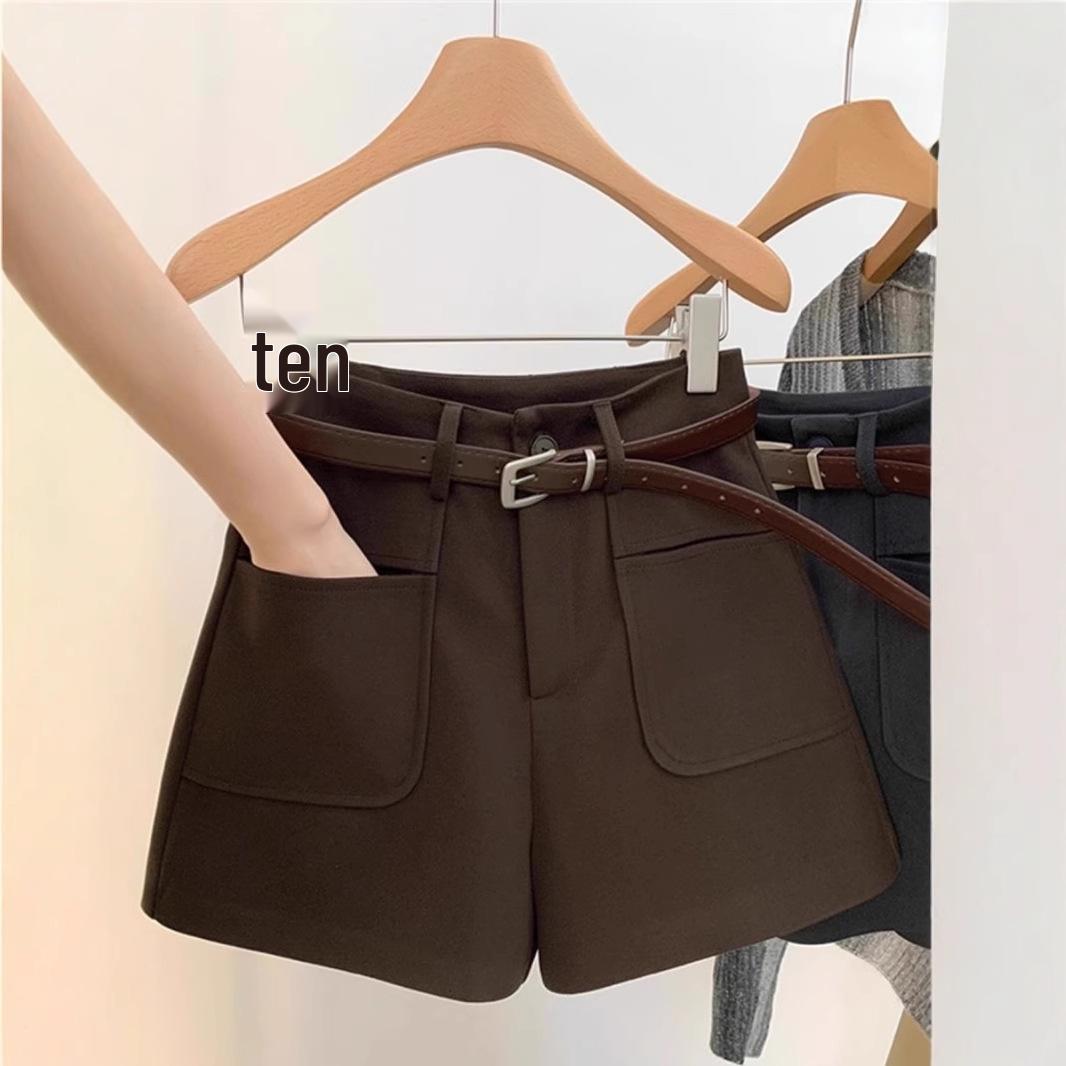 

Women s 2024 Autumn/Winter Woolen A-line Wide-Leg Booty Shorts S