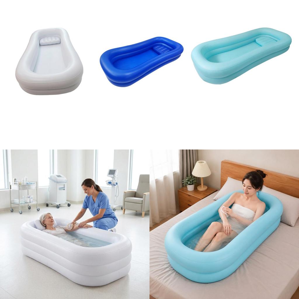 Inflatable Bathtub Adults Portable PVC Foldable Bedside Shower Soaking Bath Tub Comfort Design for Elderly Disabled Home Use
