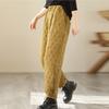 Women's Solid Color High-waisted Cotton Pants Over Winter Cotton Padded With Thick Cotton Linen Casual Closed Pants Plus Size Loose Bloomers