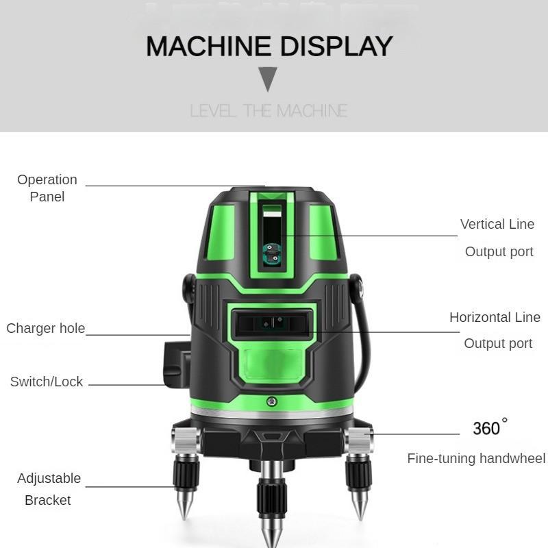2/3/5 Line High Precision Green Light Infrared Level Auto Self-Leveling Laser Level 360° Horizontal Vertical Cross Spirit Level