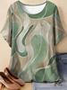 Women Vintage T-Shirt Tops Geometry Graphics Tee O-Neck Short Sleeve T-Shirts 2026 New Casual Tees Y2k Summer Women's Clothing