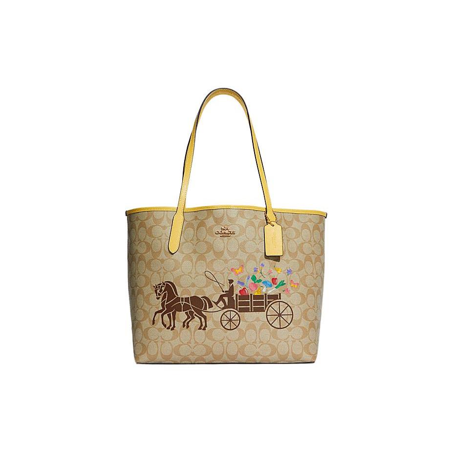 New COACH City Artificial Leather Tote Bag, Shopping Bag, Handbag, Shoulder Bag Women's Khaki C8605-IMTVE