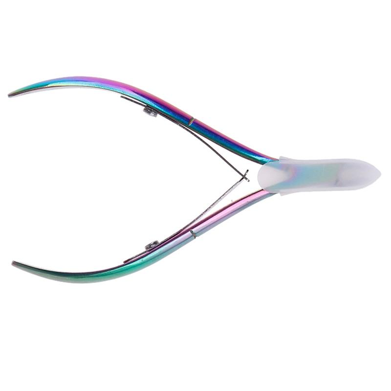 1PCS Nail Art Dead Skin Remover Clipper Scissor Stainless Steel Plating Rainbow Cuticle Nipper Cutter