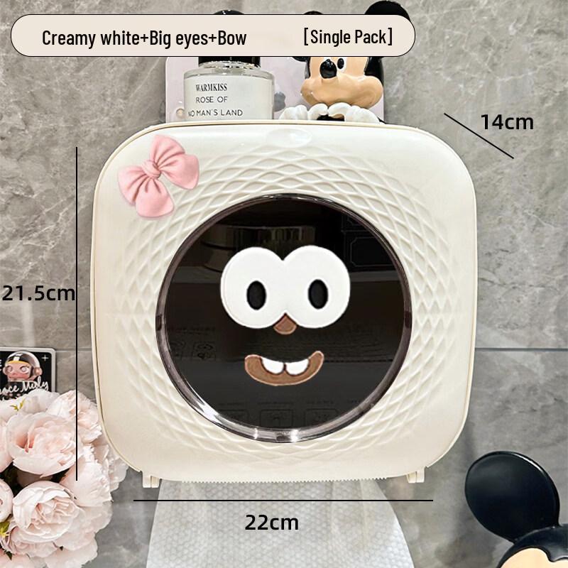 Handun Wall-Mounted Bathroom Tissue Box with Big Eye Bowknot