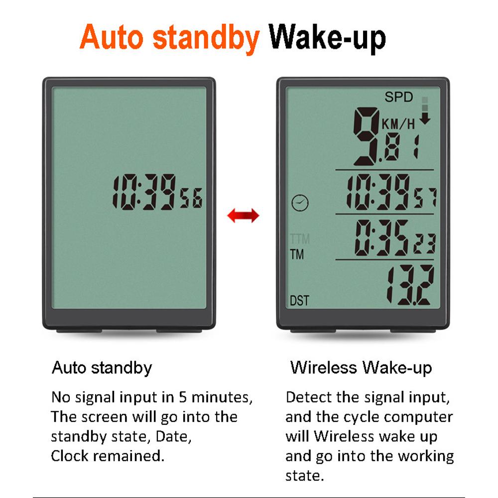 Bike Computer, Wireless Cycling Speedometer with Drop and LCD Screen, for with Thermometer Timer and Easy Setup