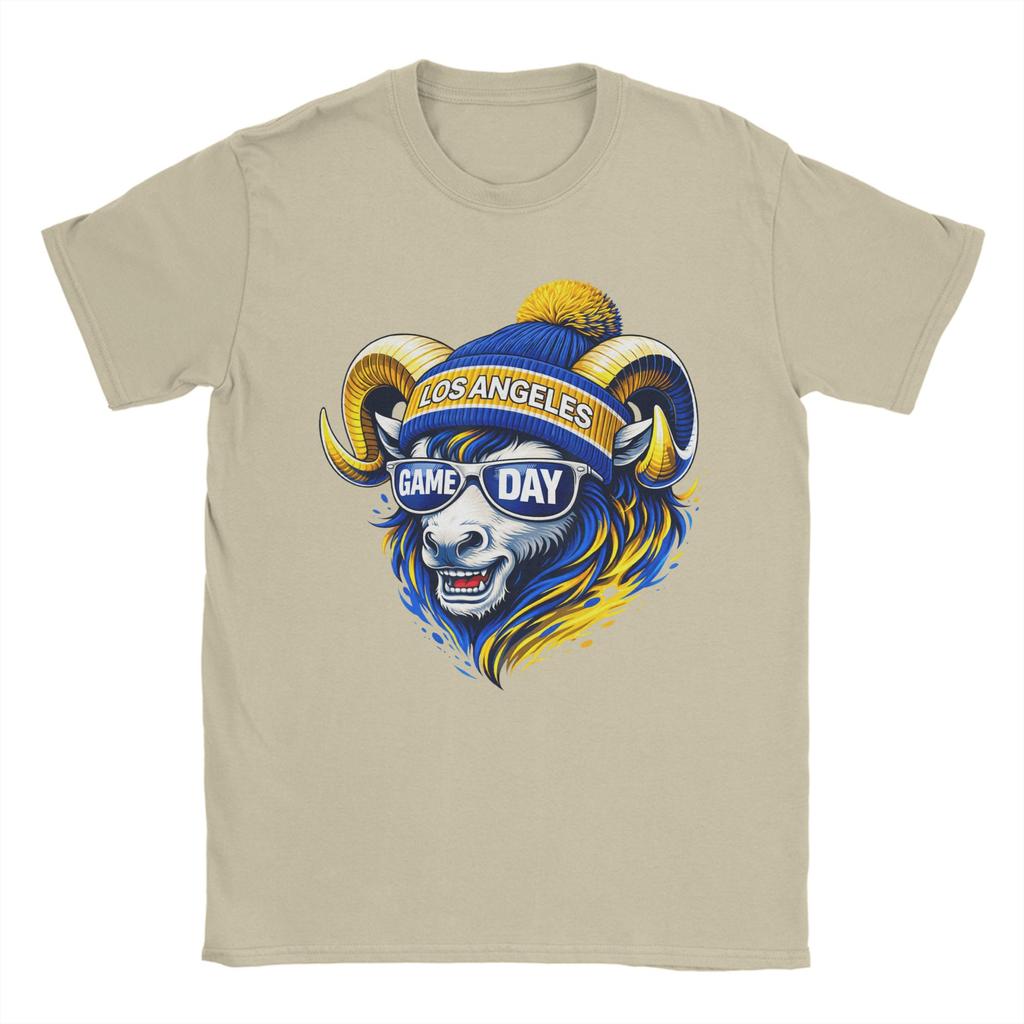 Ram with Beanie and Sunglasses Game Day Vibes Unisexs T Shirts  Funny Tees Short Sleeve Round Collar Cotton Plus Size Clothing