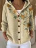 New V-neck button long-sleeved hooded sweater autumn and winter Christmas fashion personalized coat women