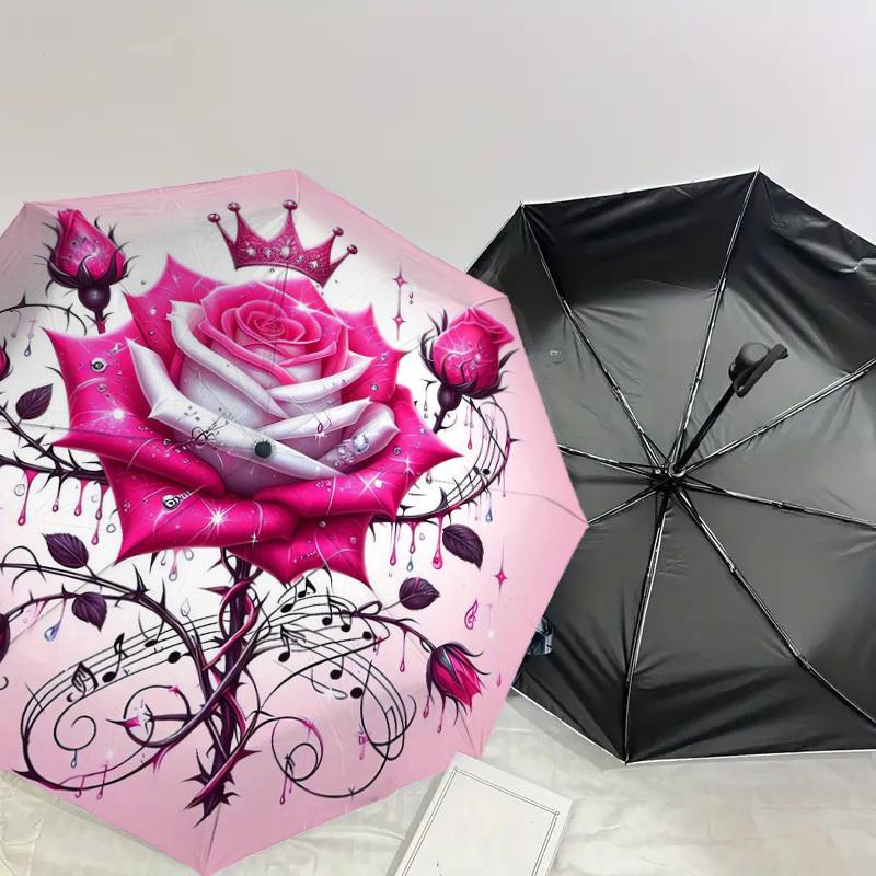 1pc Rose Crown Pattern Umbrella  Automatic Opening and Closing Umbrella, High quality Umbrella, Ideal Gift for Her 185