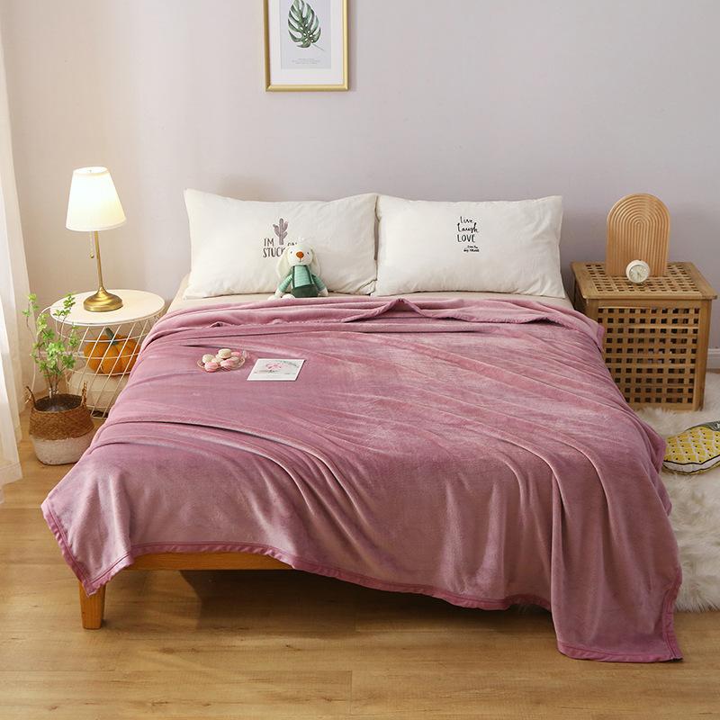 Nordic Soft Solid Color Flannel Blanket Multifunctional Comfort Colorfast Towel Quilt Four Seasons Sofa Blanket for Office Nap