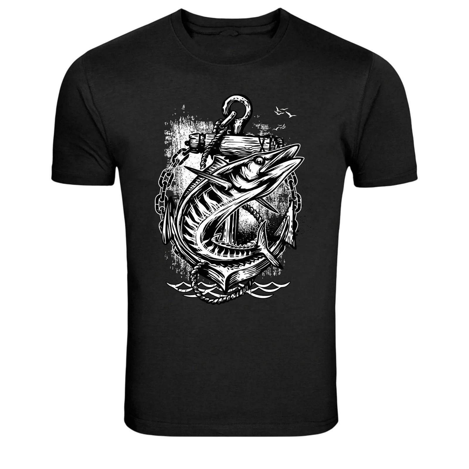 

Винтажная футболка с графическим принтом Рыба Марлин Якорь Рыбалка L