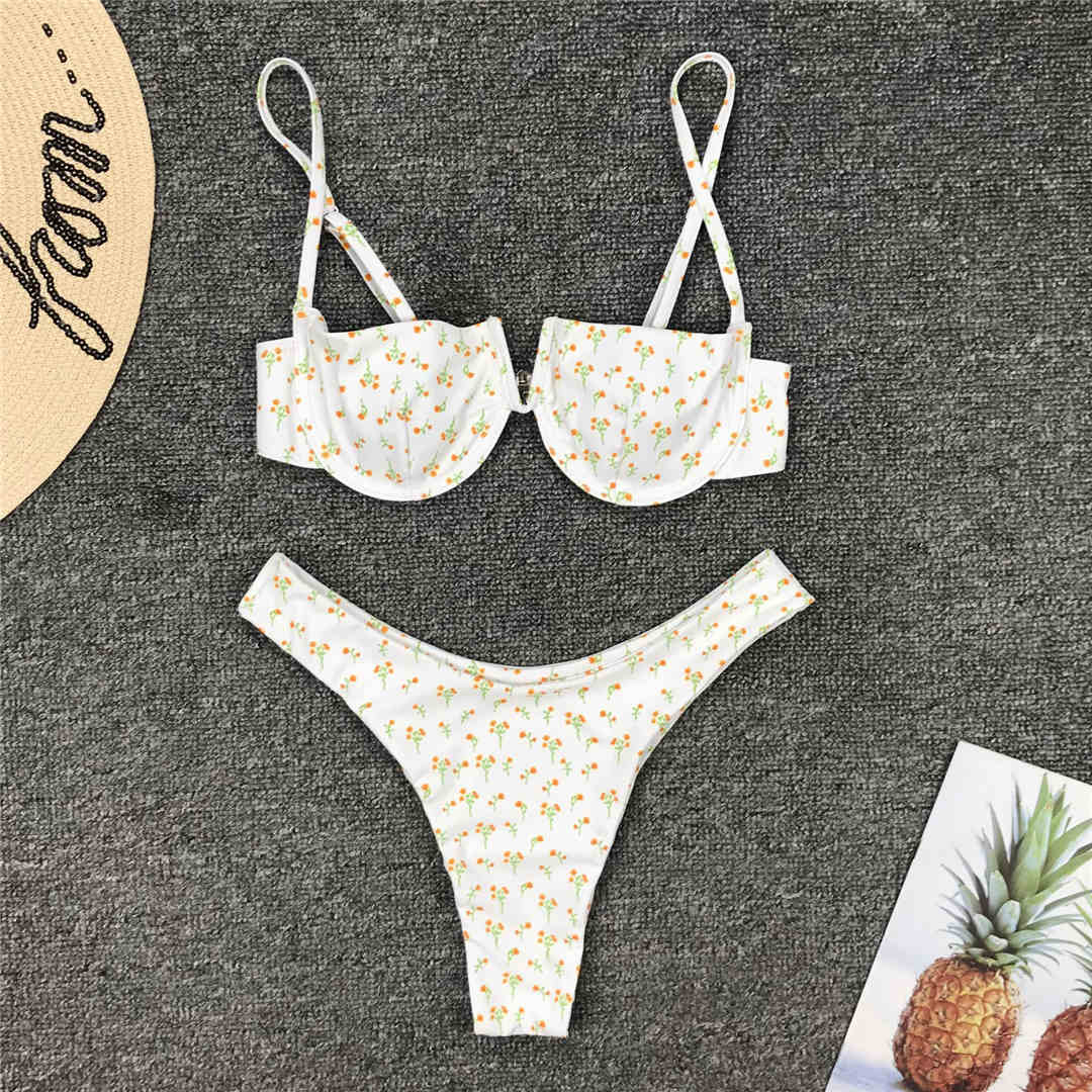 

Мода Сексуальне бікіні на кісточках Жіночий купальний костюм Жіночий купальник Комплект бікіні в горошок Купальний костюм для купальщиць L білий