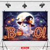[2D Flat] 1 piece spine-tingling Halloween backdrop banner with ghost BOO patternzyc
