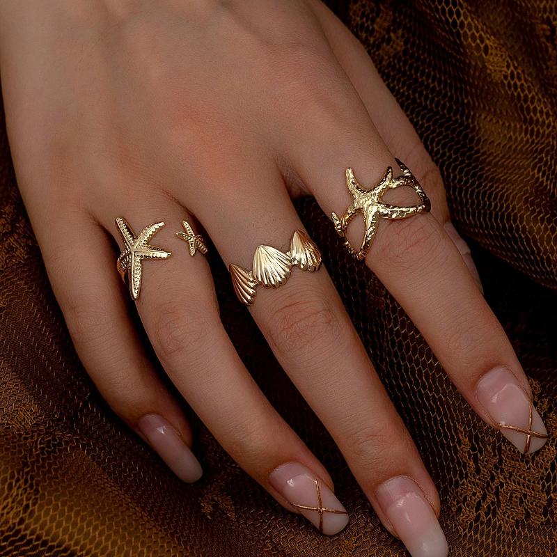 3 Pcs Golden Color Metal Chunky Rings Set For Women , Minimalist Crossing Rings , Women Stacked Stackable Minimalist Ring Jewelry