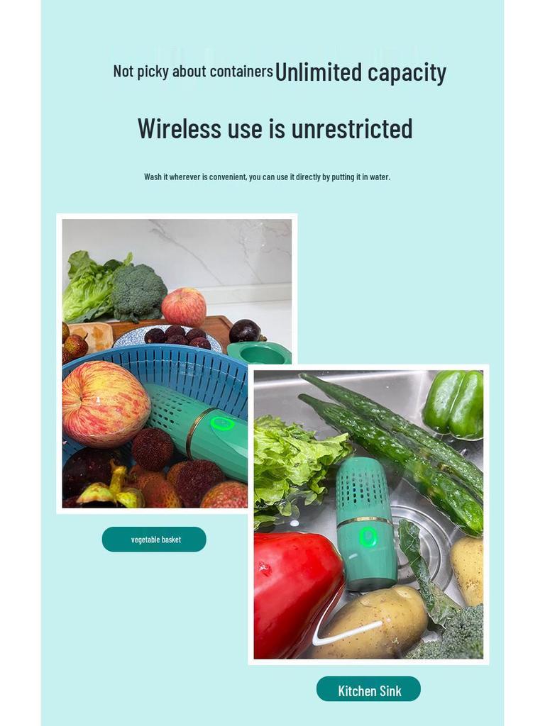 Automatic Wireless Fruit & Vegetable Washer: Portable Capsule for Pesticide and Residue Removal, Sterilization, and Disinfection