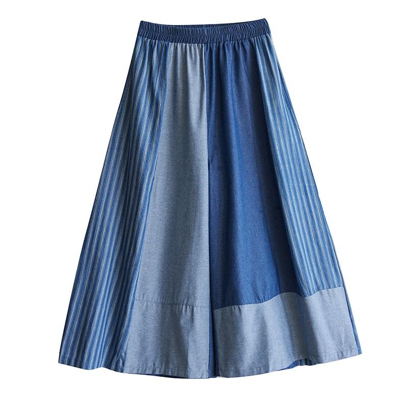 Vară plus mărime Vintage Patchwork talie înaltă casual largi Femei blugi denim pantaloni largi