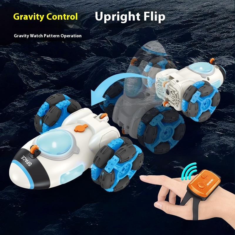 Remote Control Rocket Light Spray Toy Vertical Rotation Stunt Car Racing Children'S Gift Remote Control Stunt Rocket Toy