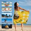 Sunflower Bee Yellow Plaid Beach Towel, Large Microfiber Quick Dry Lightweight Pool Bath Towels Sand Free Beach Blanket Summer