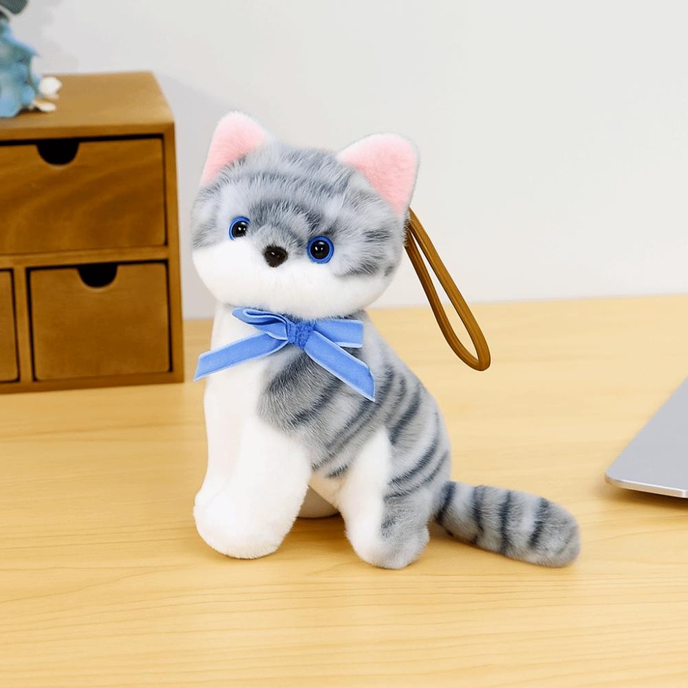 PP Cotton Small Cat Plush Keychain Fluffy Simulated Cat Plush Doll Cat Plush Bag Pendant  Friend