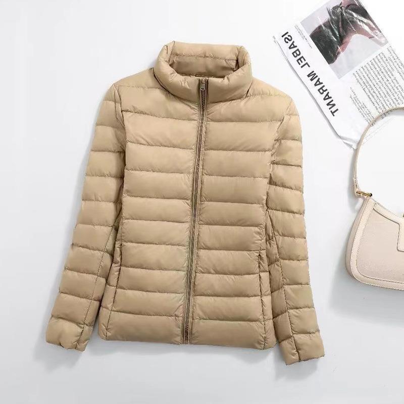 2023 Women's Slimming White Duck Down Short Jacket with Stand Collar – Plus Size Fashion Outerwear for Autumn/Winter