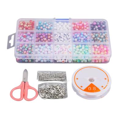 15 Grid DIY Faux Pearl Beads DIY Loose Beads Set Beads Jewelry Necklace Accessories Set