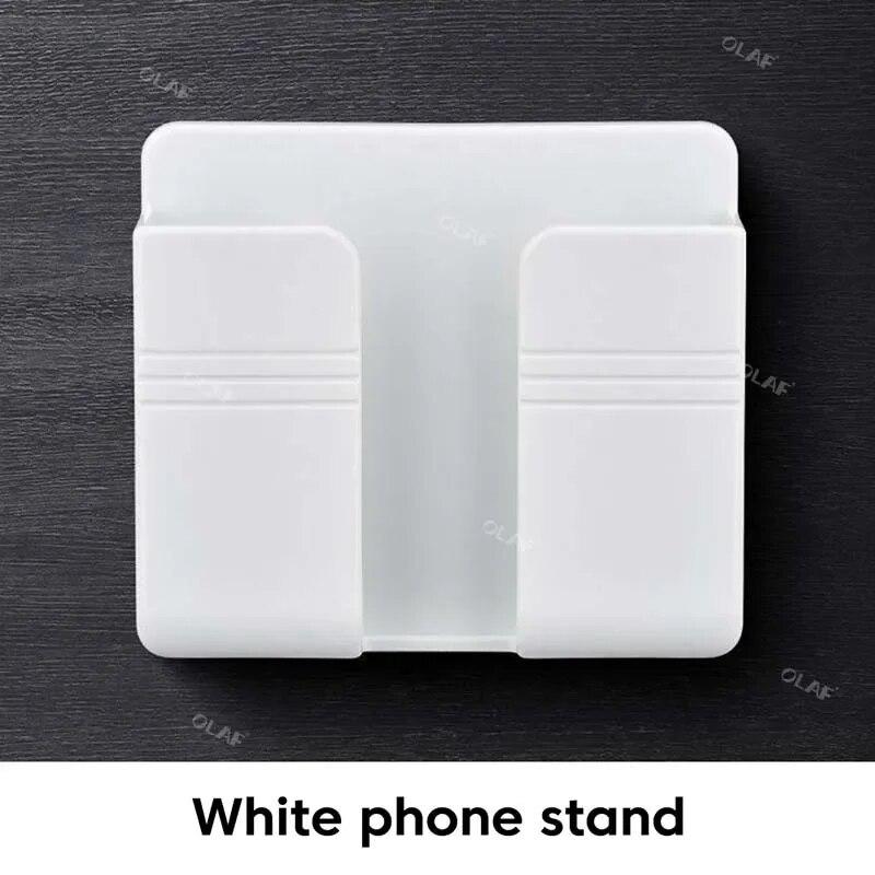 

3 шт. настенный держатель для телефона, белый, без перфорации, настенная подставка для зарядки мобильных телефонов, ленивая липкая коробка для хранения пульта дистанционного управления