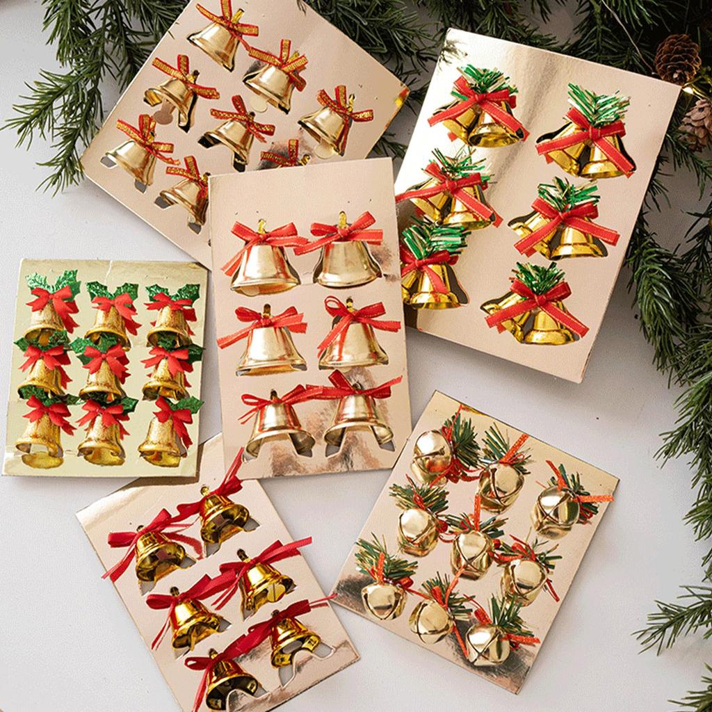Christmas Bell Decorations Gold Metal Wreath Ornaments With Bowknots Christmas Garland Bell Decor Christmas Tree DIY Decoration