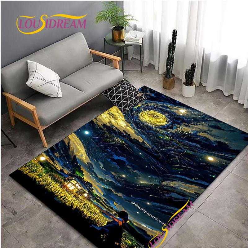 Fashion Van Gogh Art Carpet for Living Room Bedroom Rugs Kitchen Kids Door Un-slip Floor Mats Alfombra Birthday gift Poster Mat