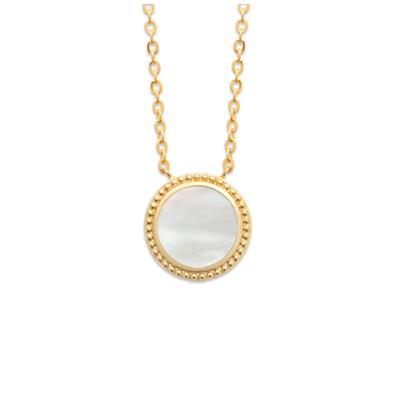 [R1160] - Gold-plated Necklace 'Wisdom' White Gold (mother-of-pearl) - 13x13 Mm