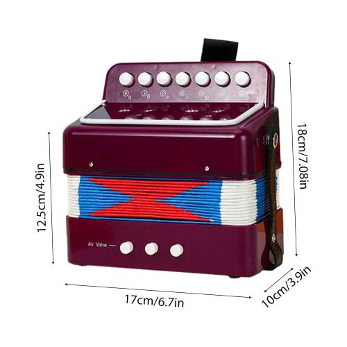 Summina Mini 7-Key 2-Bass Accordion ABS Material Musical Instrument Beginner Christmas Gift Lightweight Button Accordion Hand-Eye Coordination Stage P