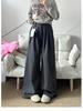 Gray Heart Flocked High Waist Wide-Leg Casual Pants for Women - Spring/Autumn 2025