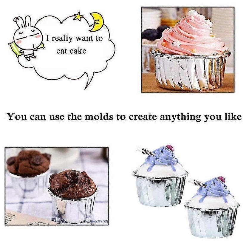 50 Pieces Aluminum Foil Baking Molds, Cupcake Boxes, Mini Cupcake Mold