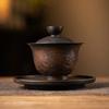 Purple pottery handmade bowl household Kung Fu tea set Kung Fu tea art accessories