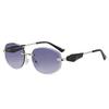 European Style Frameless Oval Sunglasses With Uv400 Protection For Fashion And Travel