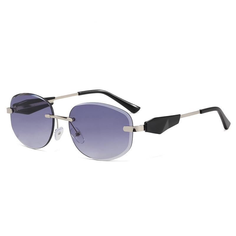 European Style Frameless Oval Sunglasses With Uv400 Protection For Fashion And Travel