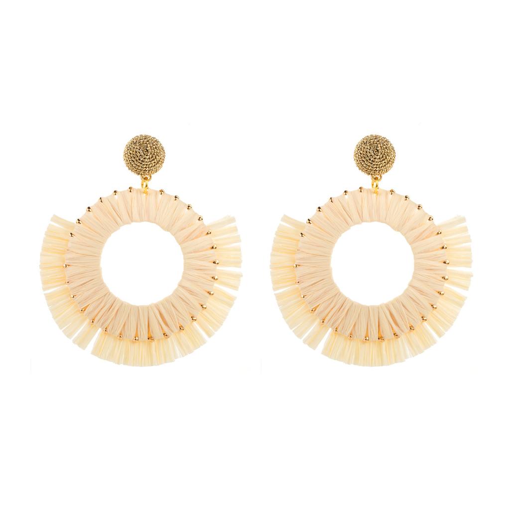 Boho Chic Rattan gewebte Ohrringe mit Vintage und lässigem Stil für den Urlaub