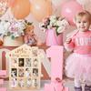 Trä Fotoram för Babys Första År 12 Månaders Milstolpe Tavla Fotodisplay Baby Minnesram 1-årsfödelsedagspresent till Pojke Flicka