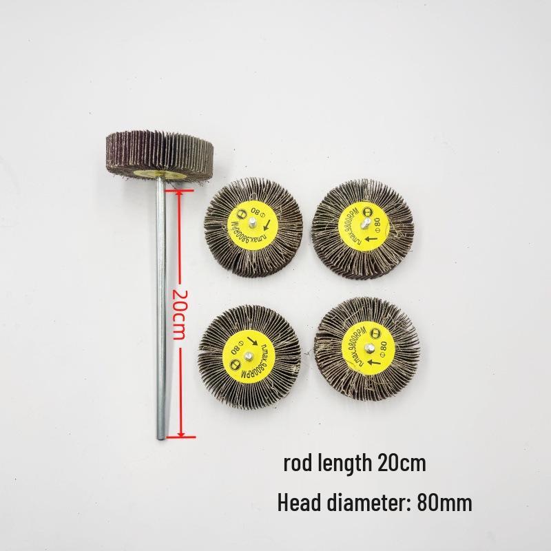 Extended Shank Emery Head Grinding and Polishing Flap Wheel with Sandpaper Ring