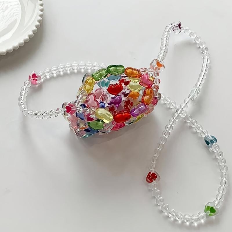 Mini Herz Perlen Quadrat Passend Mode Bunt Herzperlen Quadrat Tasche Handgewebt Perlen Farbe Umhängetasche Perle Handgehalten Diagonale Cross-Tasche