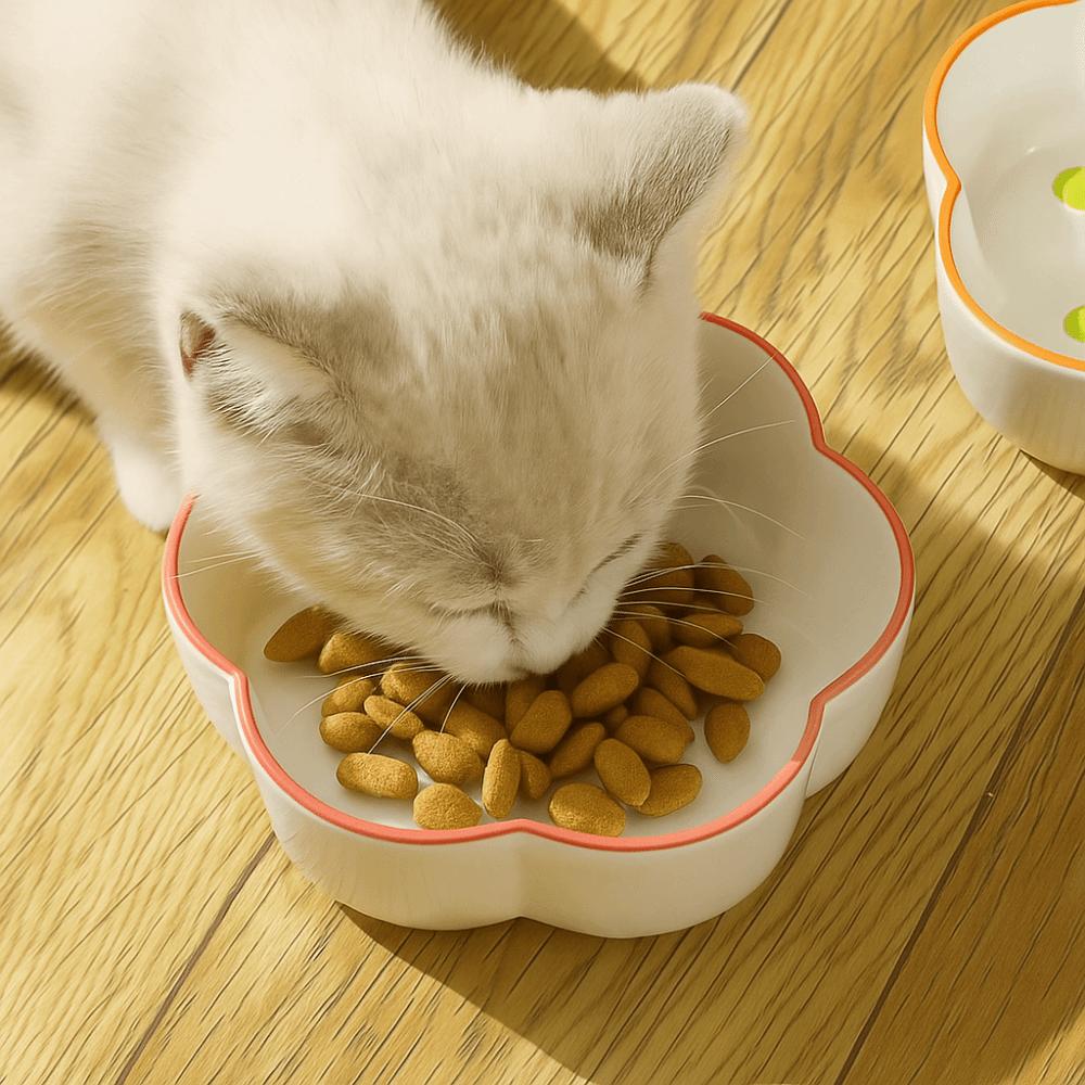 Neck Guard Slow Feeder Bowl Large Diameter Cat Water Bowl Ceramic Raised Pet Bowl  Household Use