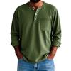 Men's Solid Color Distressed Button Collar Long Sleeve Tops Men's Casual Fashion Tops